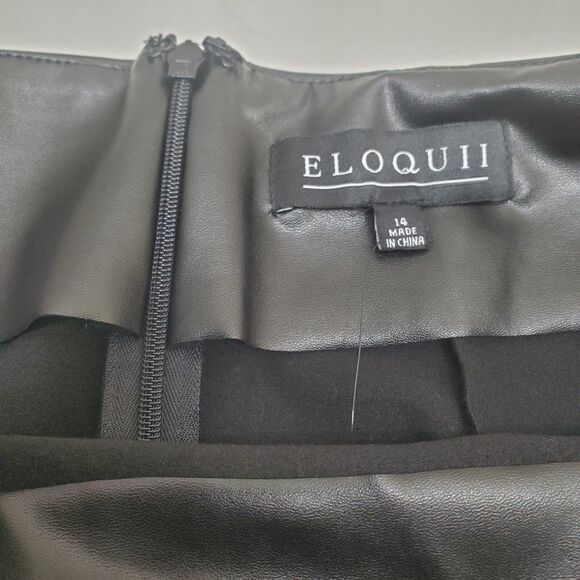 Eloquii Faux Leather Black Pencil Midi Skirt Women's Size 14 Party Event NWT - Picture 4 of 15